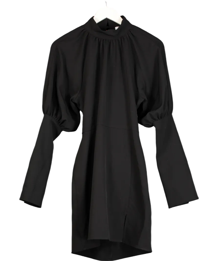 NA-KD Black X Hanna Schonberg Balloon Sleeve Back Detail Dress UK 10