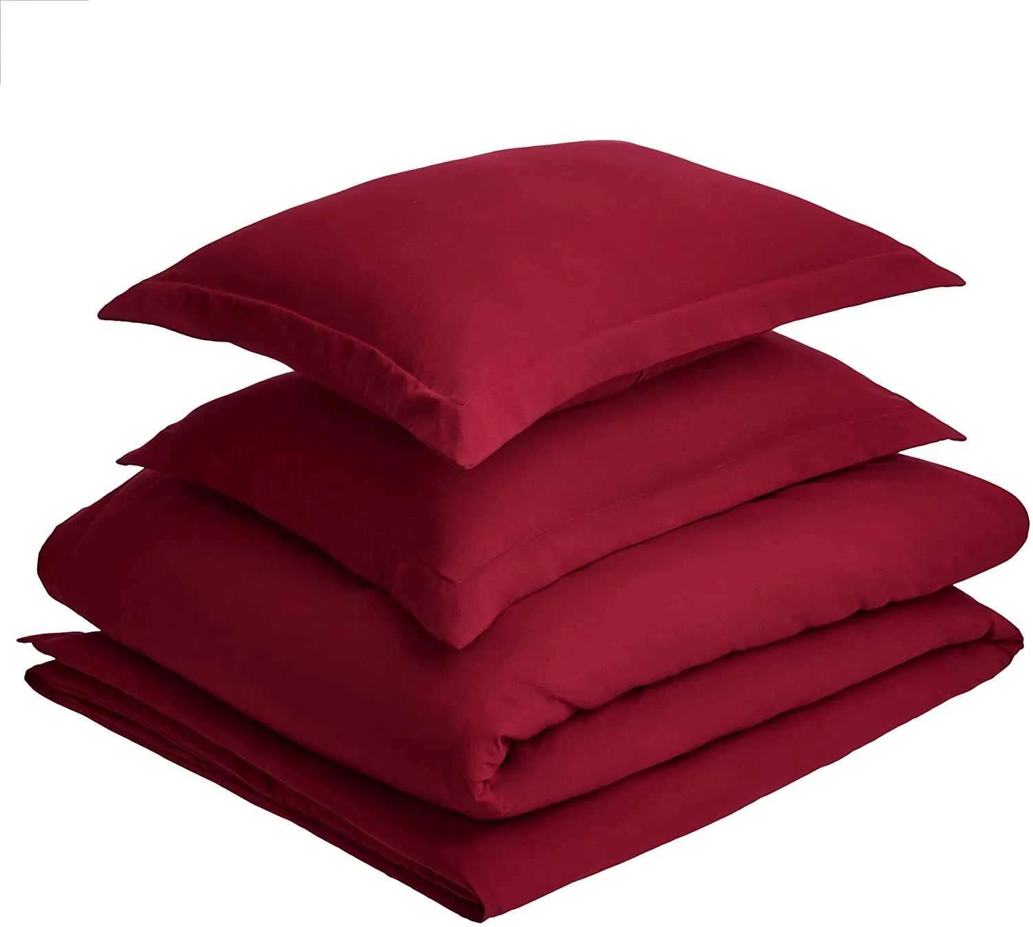 New AmazonBasics Light-Weight Microfiber Duvet Cover Set with Zipper Closure - Full/Queen, Burgundy! Wrinkle & Fade Resistant