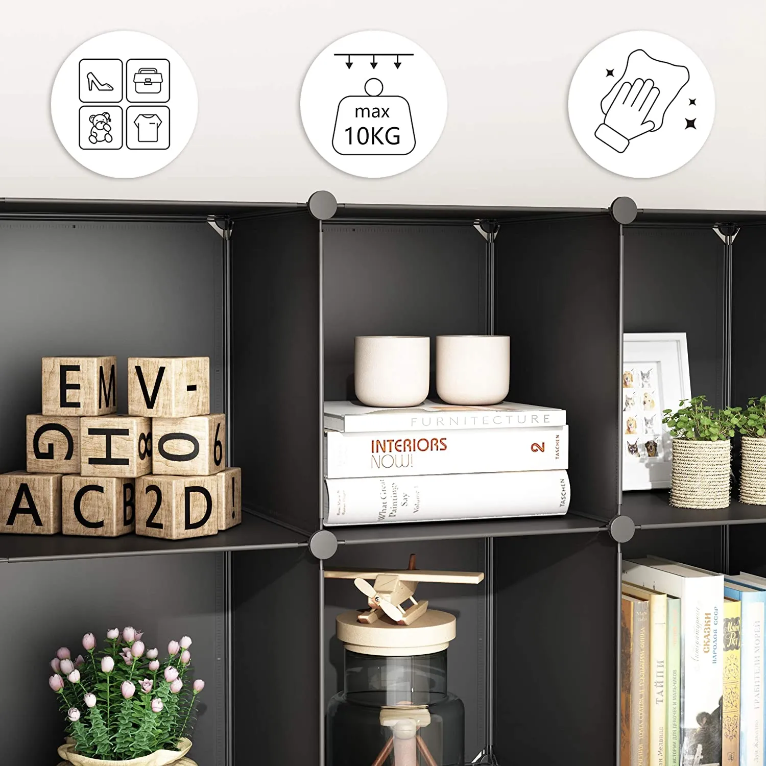 New JOISCOPE Modern Portable Closet for Hanging Clothes, Combination Armoire, Modular Cabinet for Space Saving, Ideal Storage Organizer(12-Cube) Retails $176 