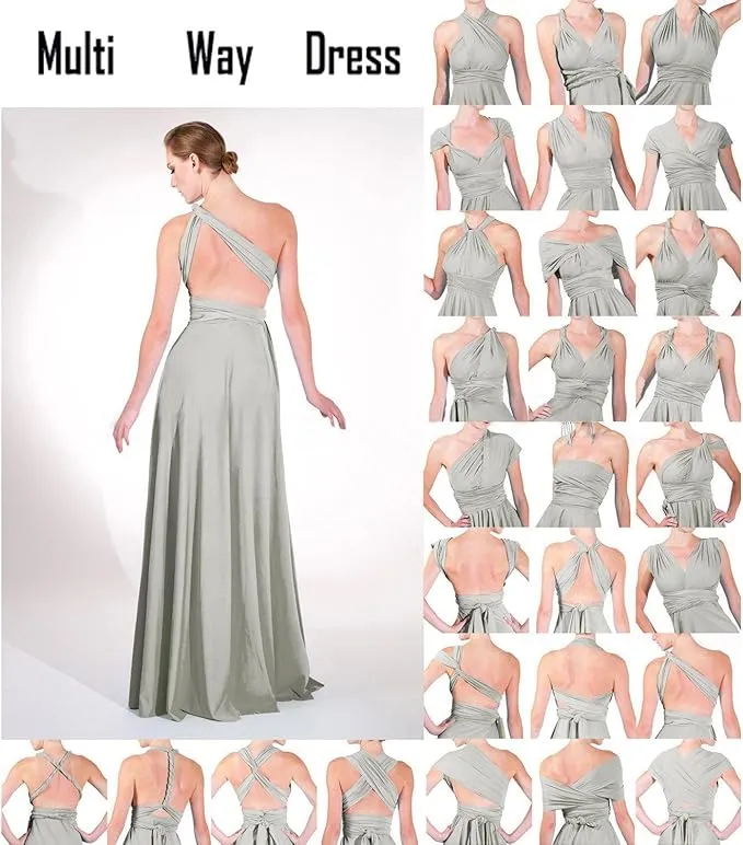New OwlFay Women Multi-Way Evening Long Dress Transformer/Infinity Wedding Bridesmaid Party Dress Light Apricot Sz M! create more than 24 different styles with this 1 dress!