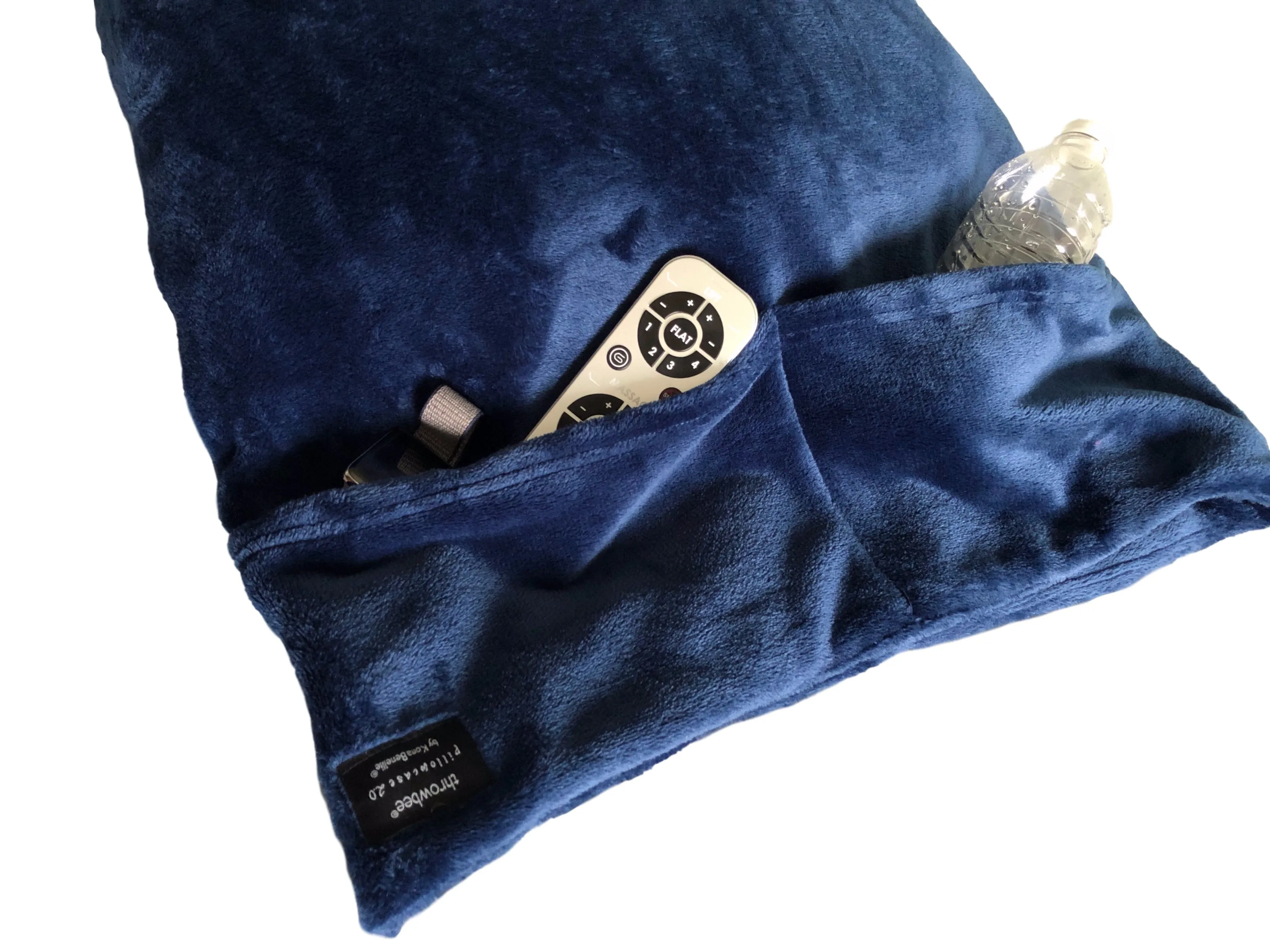 NEW throwbee PILLOWCASE 2.0 WITH SIDE POCKETS, yes SIDE POCKETS! - BLUE