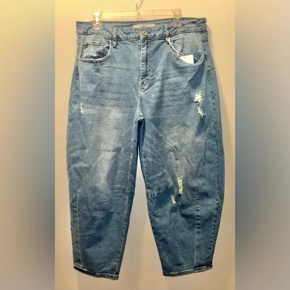 NWT Addison High Rise Horseshoe Barrel Fit Jeans Size 30 Medium Wash Blue Denim