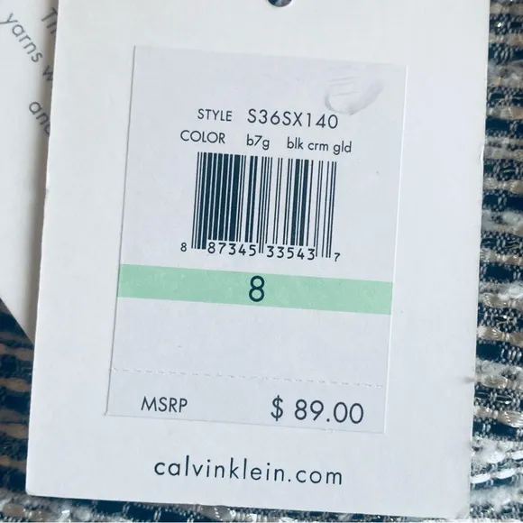 NWT Calvin Klein Suits Black &amp; Gold Tweed Pencil Skirt Women’s Size 8