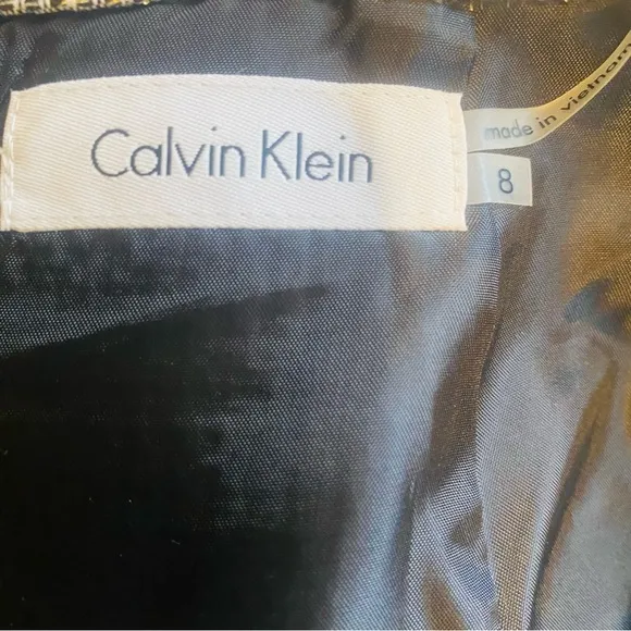 NWT Calvin Klein Suits Black &amp; Gold Tweed Pencil Skirt Women’s Size 8