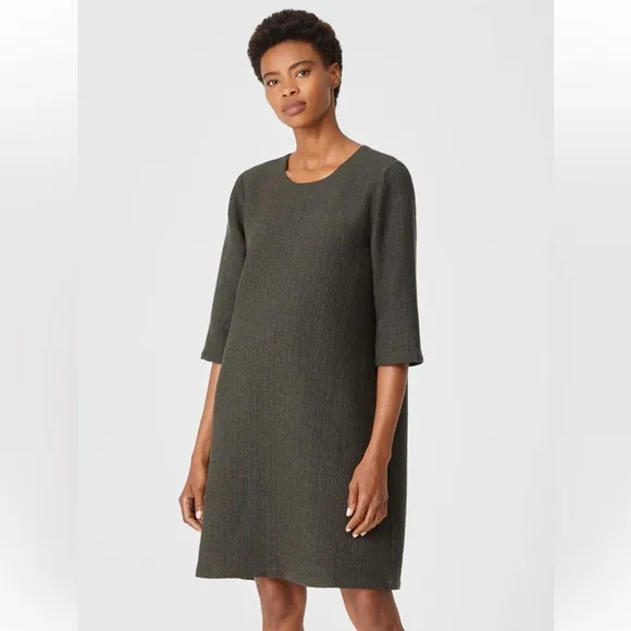 NWT EILEEN FISHER Textured Cotton Ripple Dress