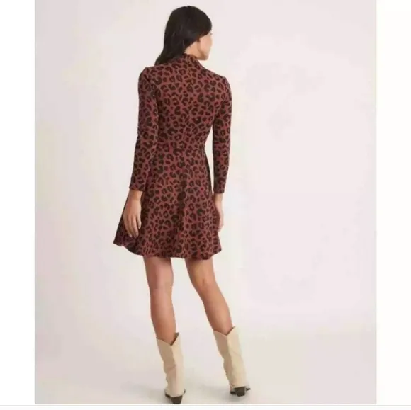 NWT Marine Layer Tyra Mockneck Mini Dress in Cheetah Size M