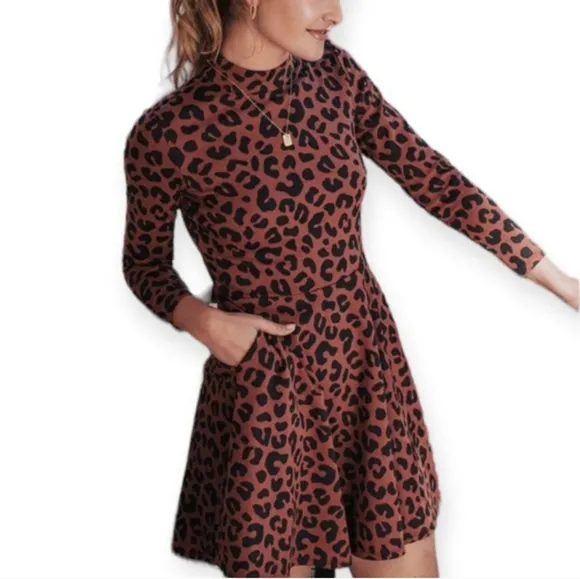 NWT Marine Layer Tyra Mockneck Mini Dress in Cheetah Size M