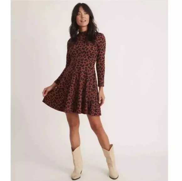 NWT Marine Layer Tyra Mockneck Mini Dress in Cheetah Size M