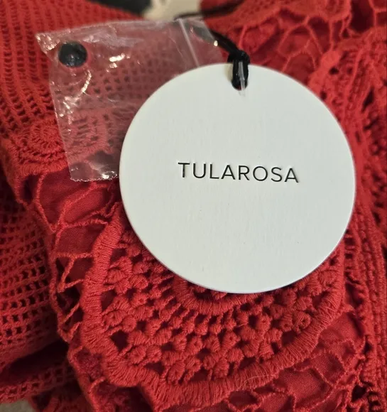 NWT Tularosa Revolve Clayton Tunic Lace Pompom Crochet Mini Dress, Size Small