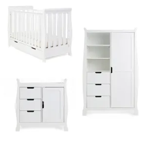 OBABY Stamford Mini Sleigh 3 Piece Room Set - White