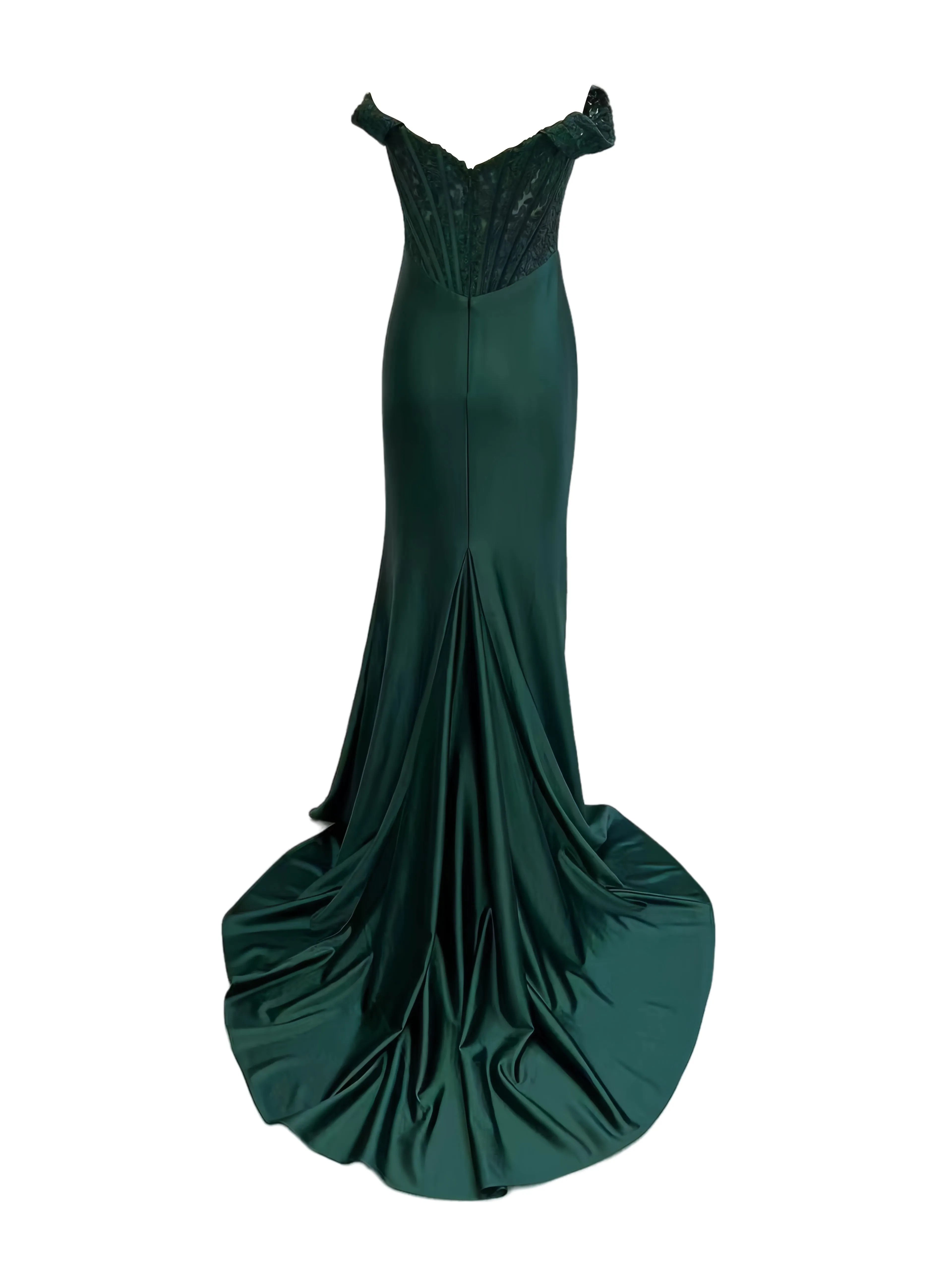 Off-the-shoulder Prom Dress Mermaid Bodice Evening Gown with High Slit