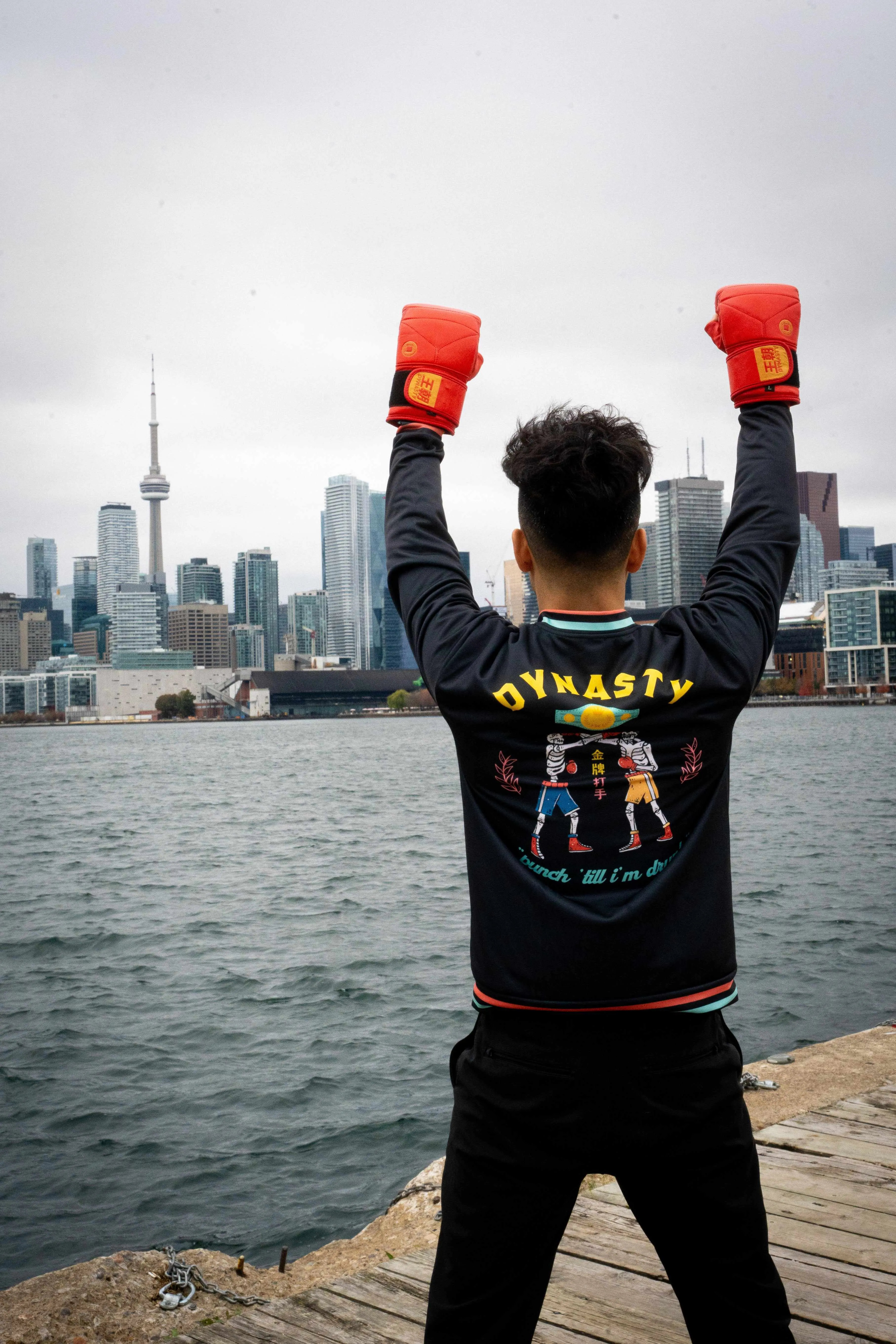 Old School Boxing Club "Punch 'Till I'm Drunk" Bomber Jacket (Black)