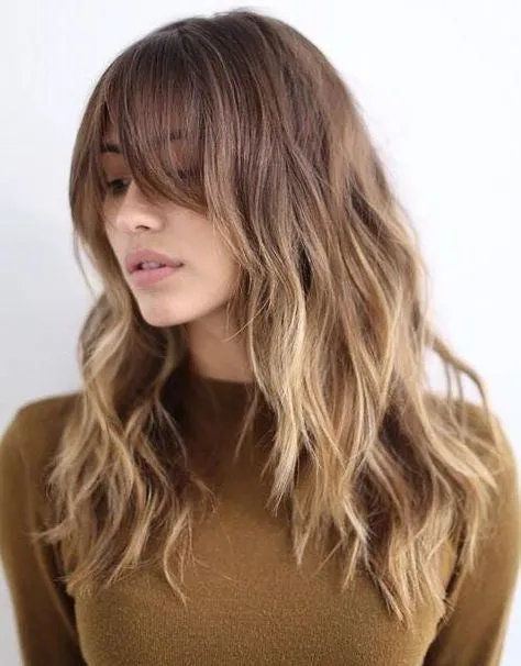 Ombre Brown Curly Full Wig with Bangs Wig