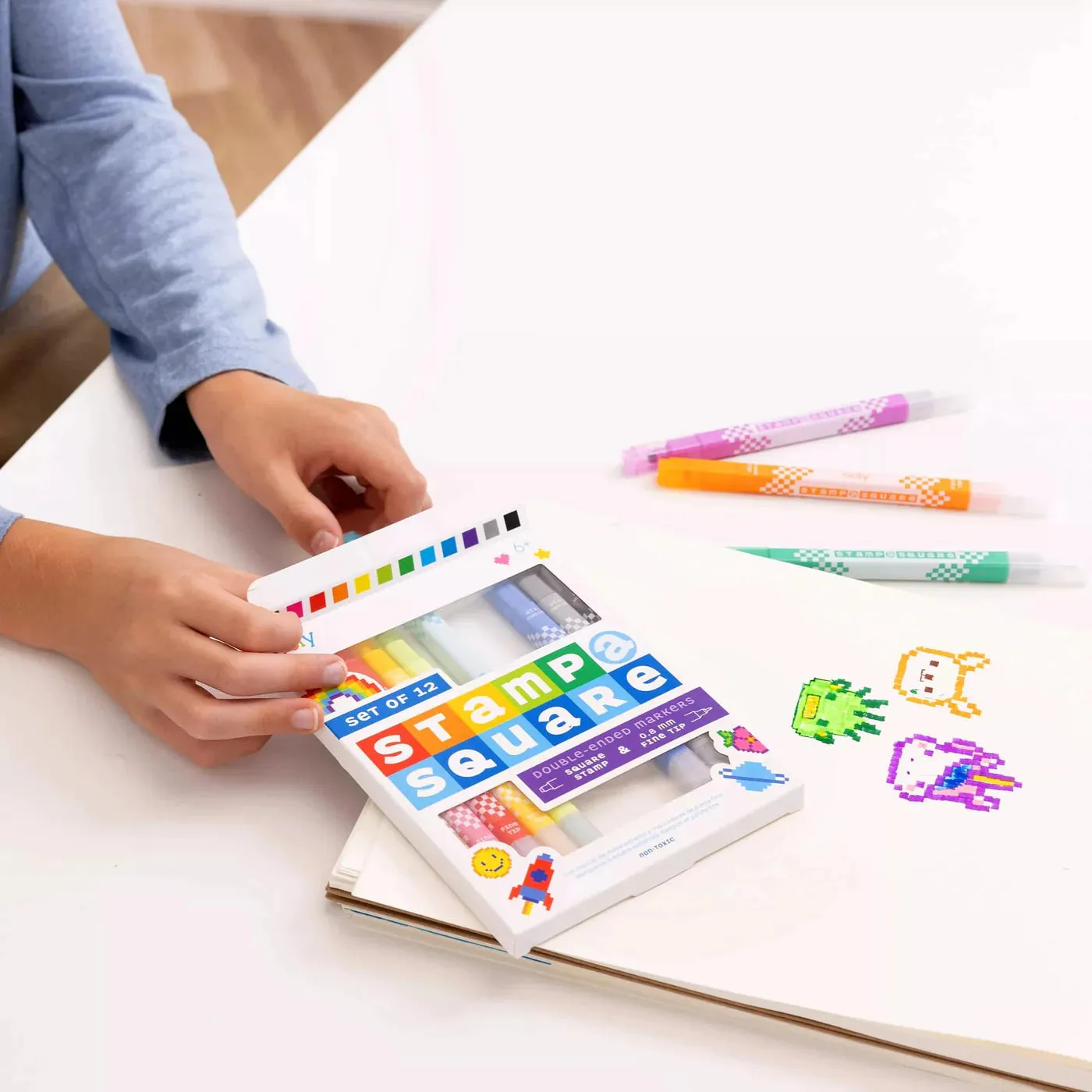 Ooly Stamp-A-Square Double Ended Markers - Set of 12