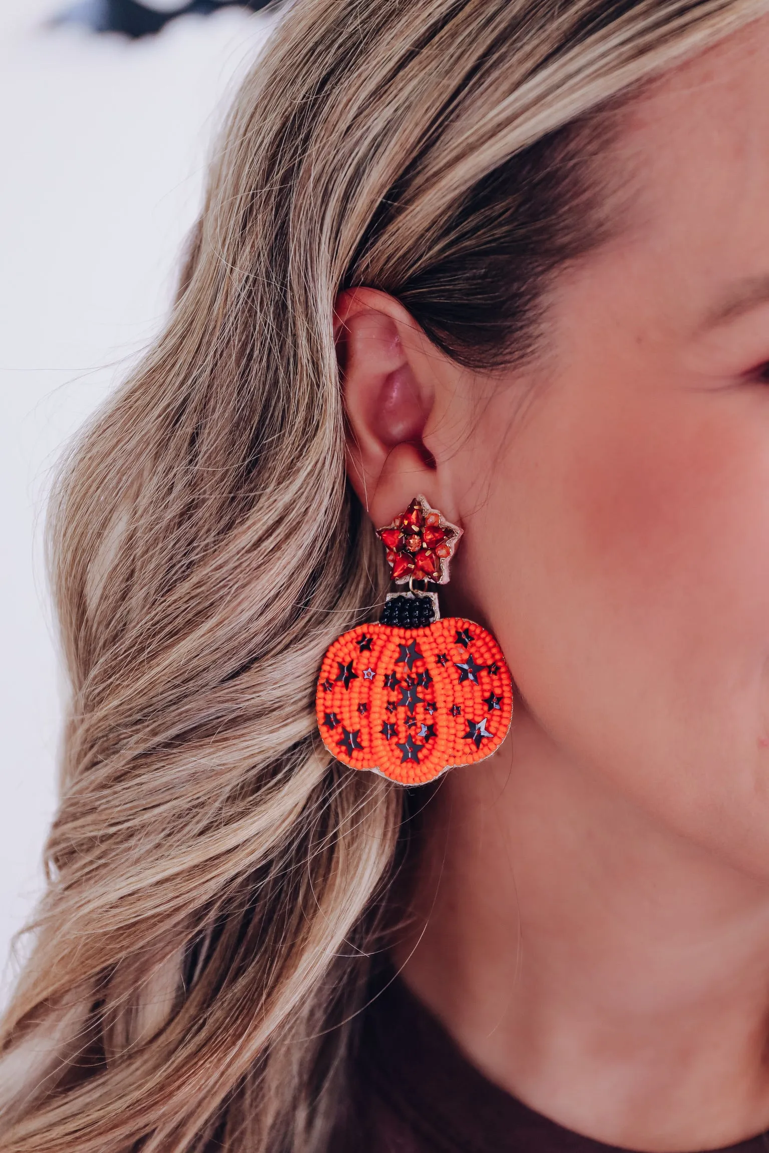 Orange Pumpkin Seed Bead Earrings