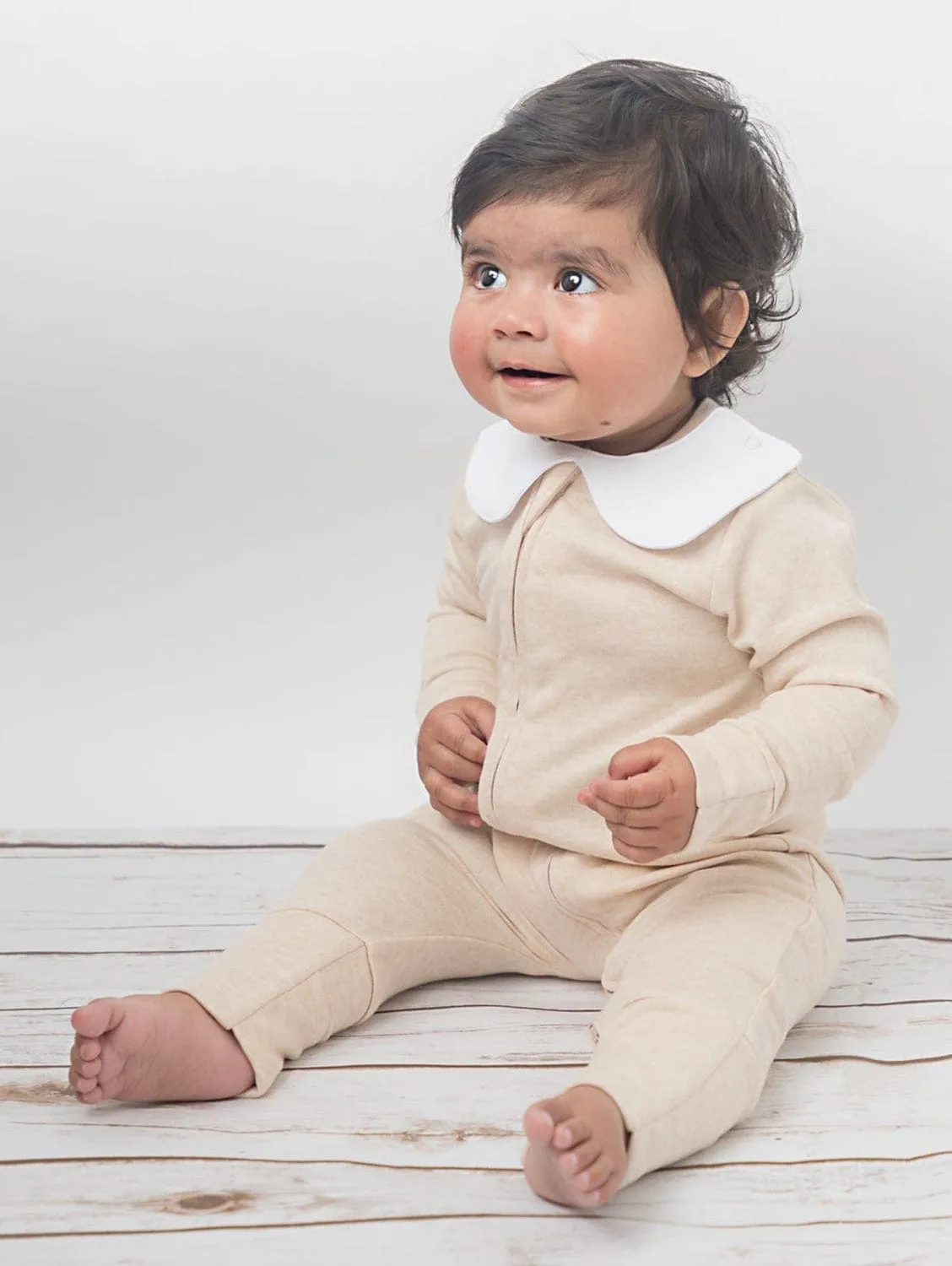 Organic Cotton Zippered Sleepsuit | White