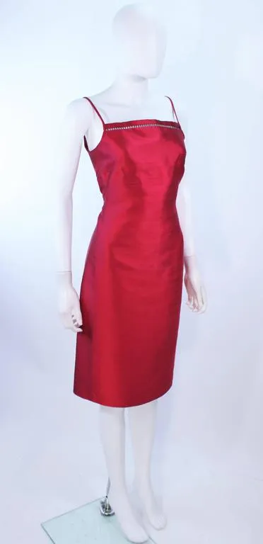 OSCAR DE LA RENTA Silk Cocktail Dress with Beaded Bust Size 8