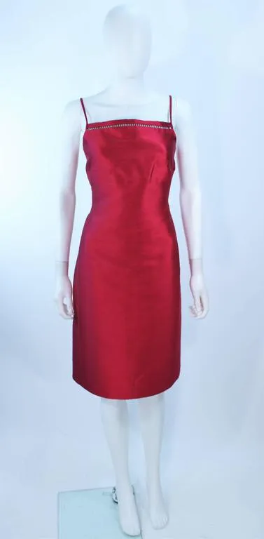 OSCAR DE LA RENTA Silk Cocktail Dress with Beaded Bust Size 8
