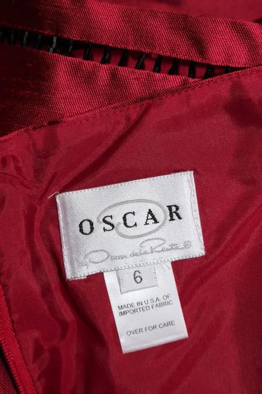 OSCAR DE LA RENTA Silk Cocktail Dress with Beaded Bust Size 8