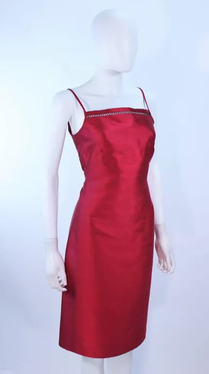 OSCAR DE LA RENTA Silk Cocktail Dress with Beaded Bust Size 8