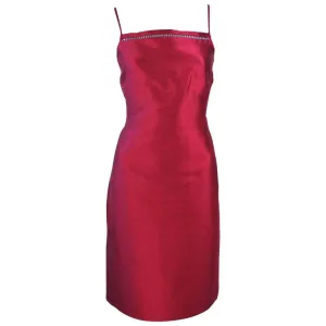OSCAR DE LA RENTA Silk Cocktail Dress with Beaded Bust Size 8