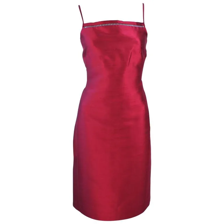 OSCAR DE LA RENTA Silk Cocktail Dress with Beaded Bust Size 8
