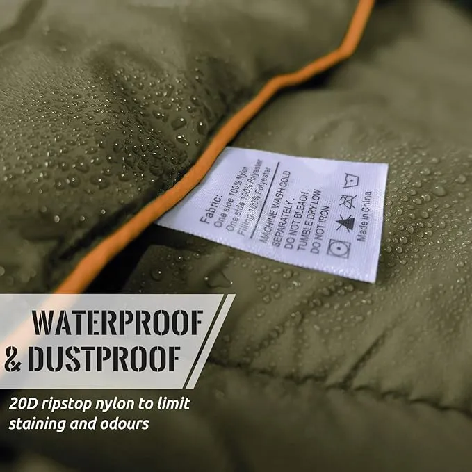 Outdoor Puffy Camping Blanket, Lightweight Down Alternative Puffy Printed Camping Large Ultra Warm Hammock Top Quilt Waterproof Blanket for Traveling Picnic Beach Party Cold Weather (Olive)