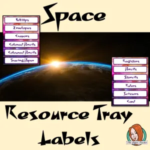 Outer Space Themed Resource Tray Labels