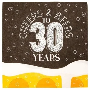 Pack Cheers to 30 Years Paper Napkin 6.5" for Birthday Party