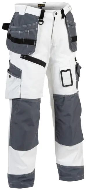 Painter's White Cotton Work Trousers with Knee Pads & Nail Pockets - Blaklader X1500 1510