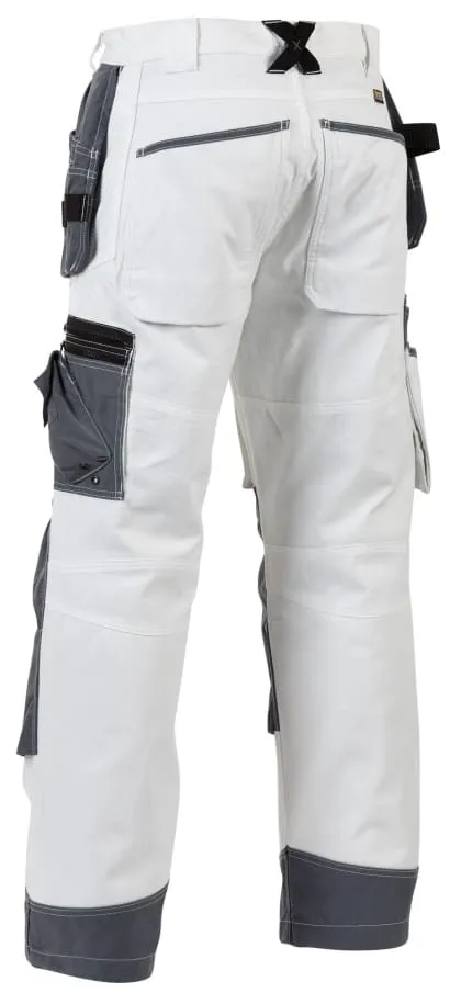 Painter's White Cotton Work Trousers with Knee Pads & Nail Pockets - Blaklader X1500 1510
