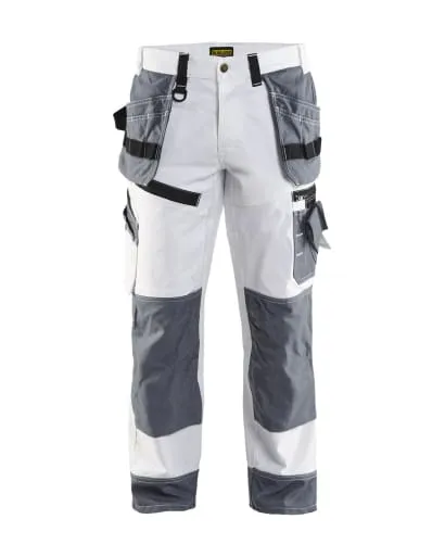 Painter's White Cotton Work Trousers with Knee Pads & Nail Pockets - Blaklader X1500 1510