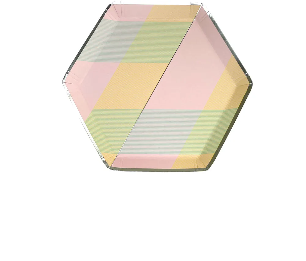 Pastel - Pink Plaid Small Paper Plates