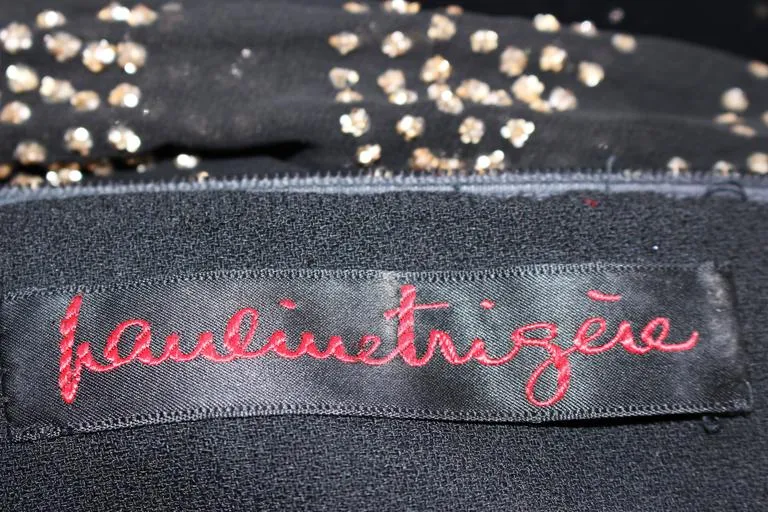 PAULINE TRIGERE 1970s Black Sequin Gown Size 12