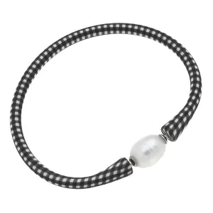 Pearl Divine Bracelet (Black and White Gingham)