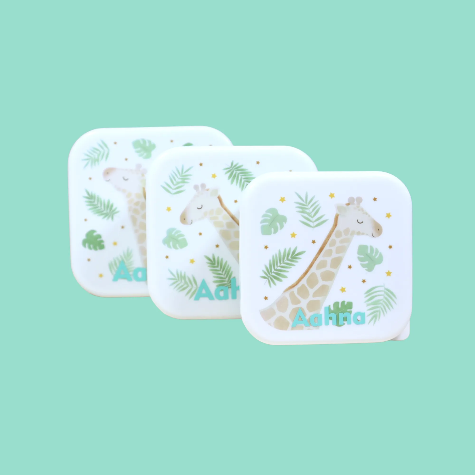 Personalised Gigi Giraffe Lunch Boxes - Set of 3