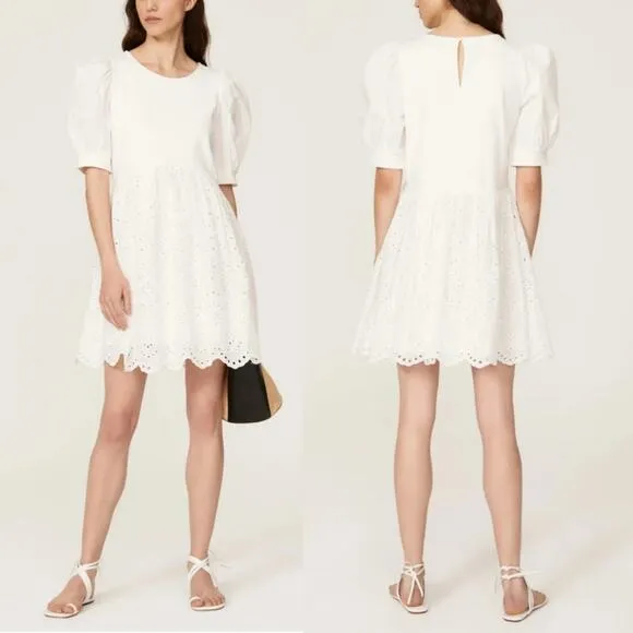 Peter Som Collective Rent the Runway White Combo Eyelet Dress Mini Sz 6 $360