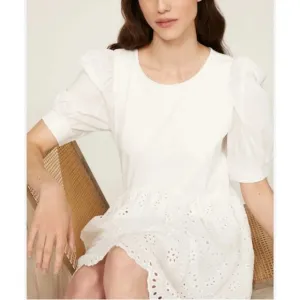 Peter Som Collective Rent the Runway White Combo Eyelet Dress Mini Sz 6 $360
