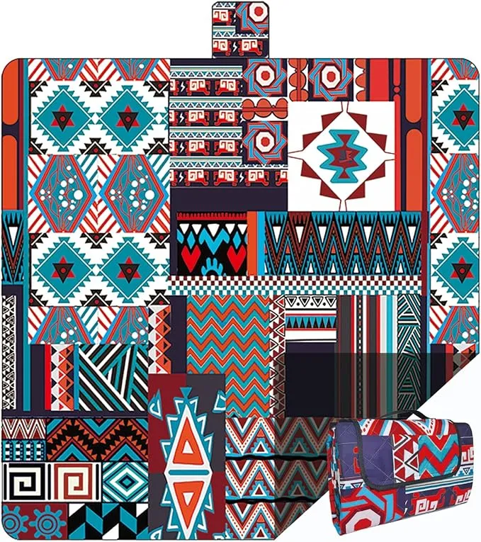 Picnic Blankets, 3-Layer Thicking Outdoor Camping Blanket, Extra Large 80"x 80" Outdoor Beach Blanket, Waterproof Lightweight Folding Portable Travel Blanket(Persia Red)