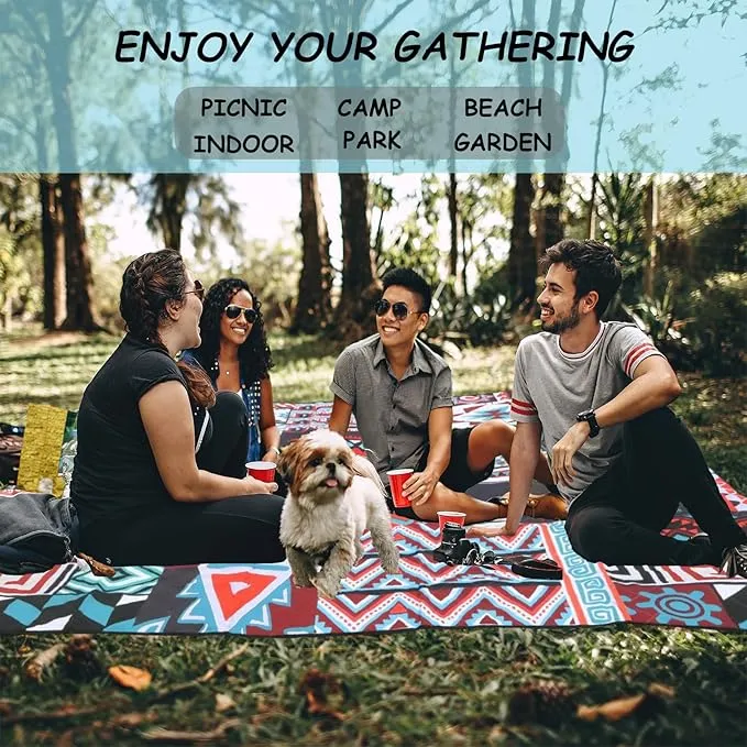 Picnic Blankets, 3-Layer Thicking Outdoor Camping Blanket, Extra Large 80"x 80" Outdoor Beach Blanket, Waterproof Lightweight Folding Portable Travel Blanket(Persia Red)