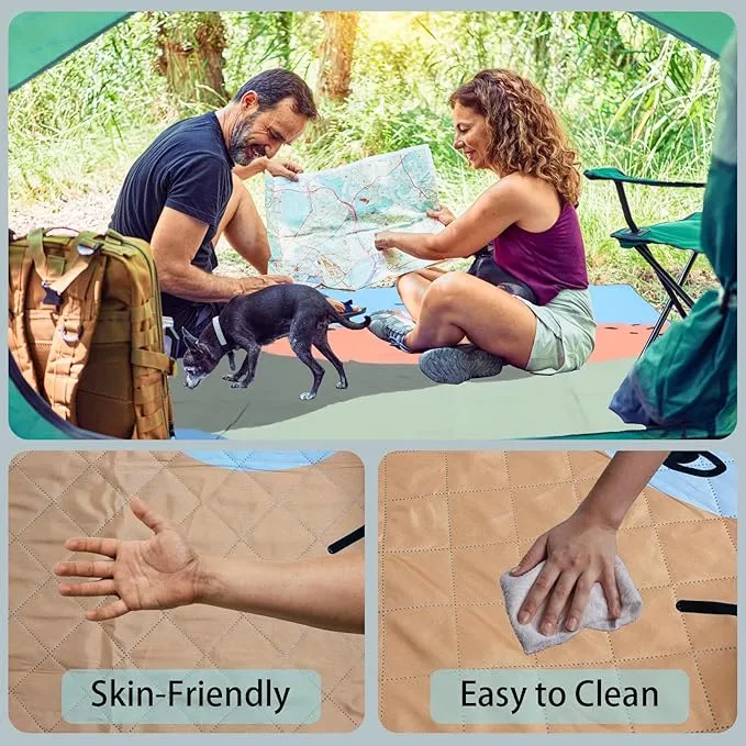Picnic Blankets, 3-Layer Thicking Outdoor Camping Blanket, Extra Large 80"x 80" Outdoor Beach Blanket, Waterproof Lightweight Folding Portable Travel Blanket(Tiger Mountain)