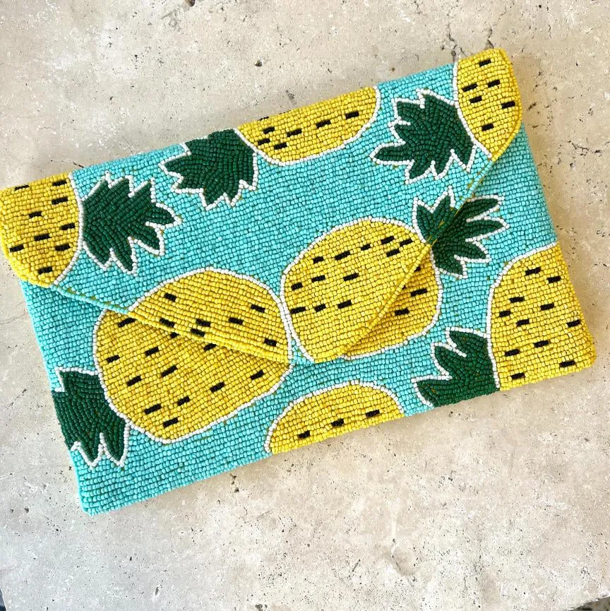 Pineapple Beaded Clutch