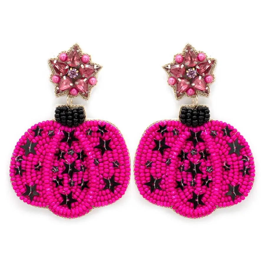 Pink Pumpkin Seed Bead Earrings