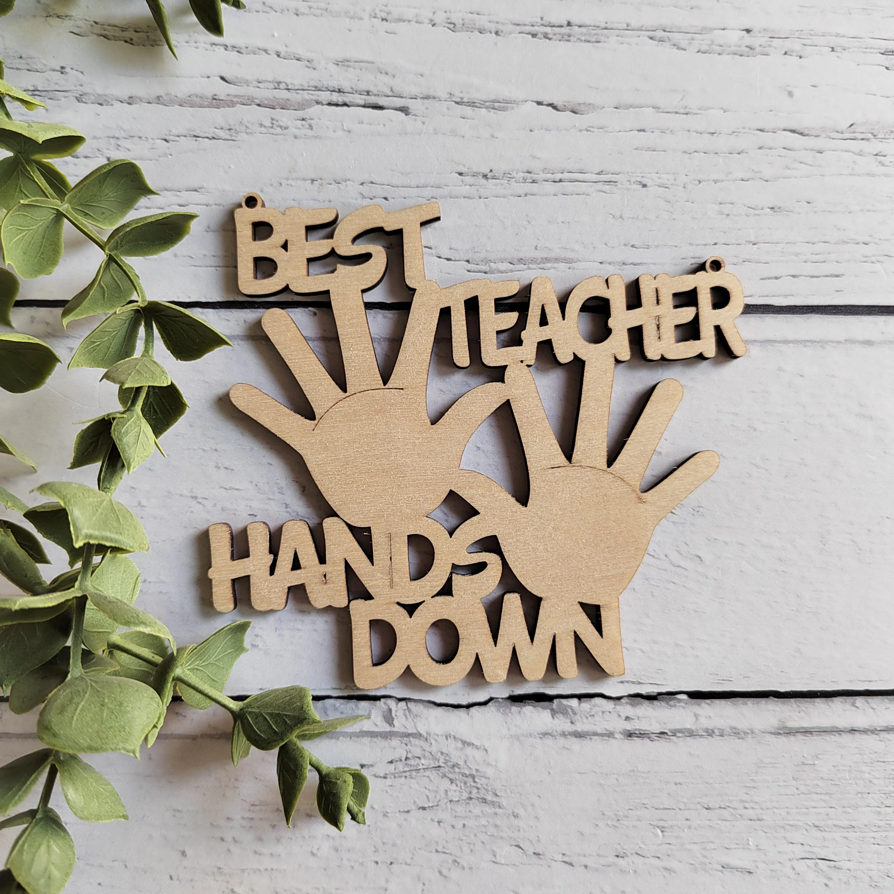 Plywood Best Teacher Hands Down Plaque