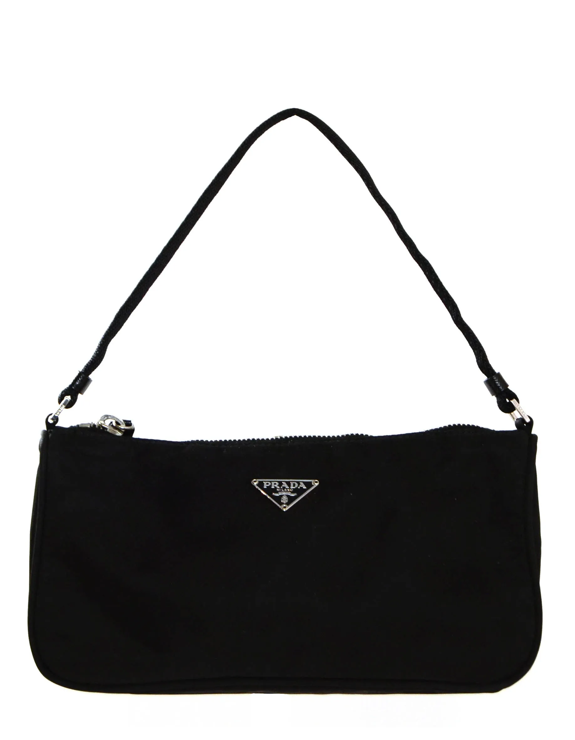 Prada Vintage Black Nylon Baguette Bag
