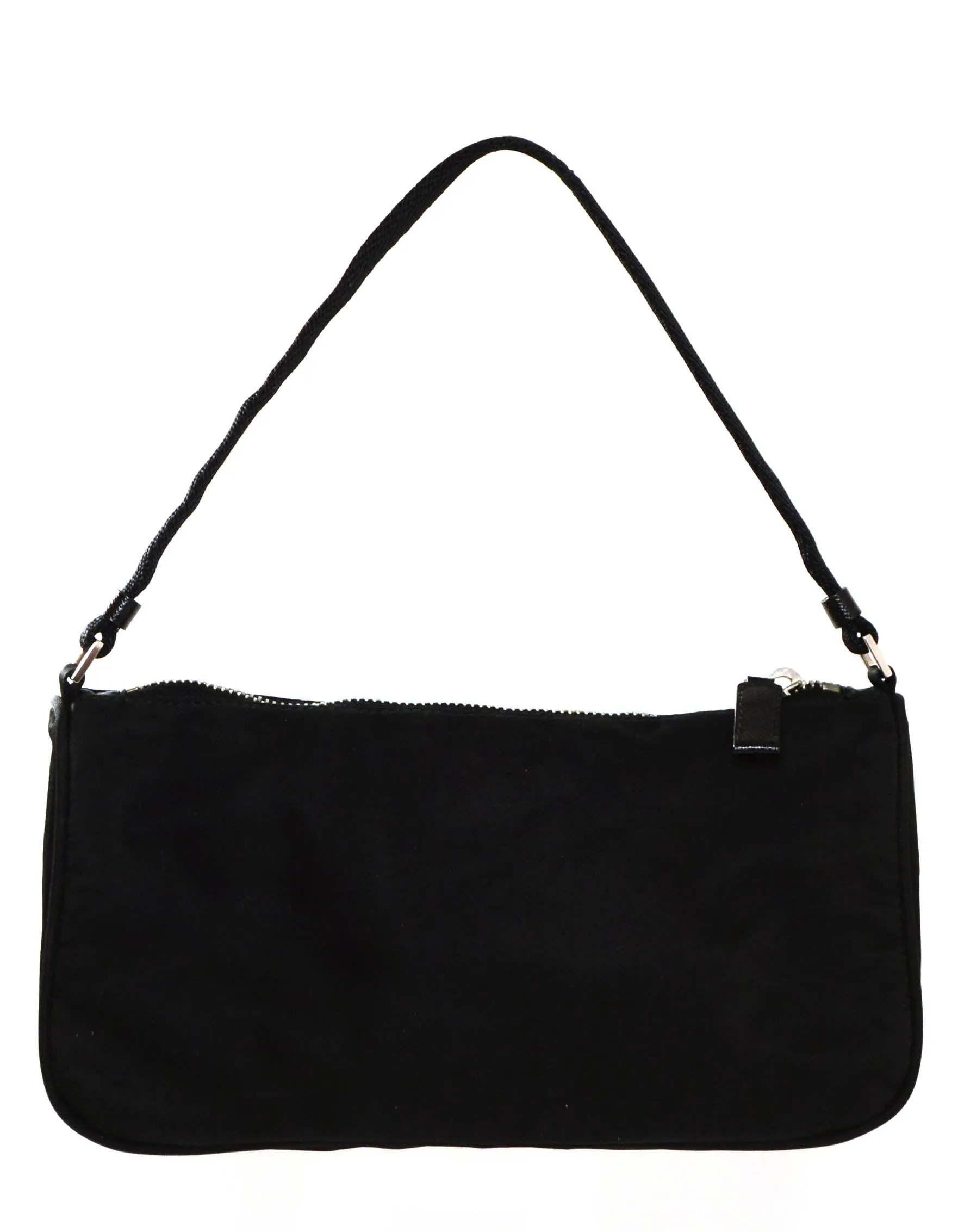 Prada Vintage Black Nylon Baguette Bag