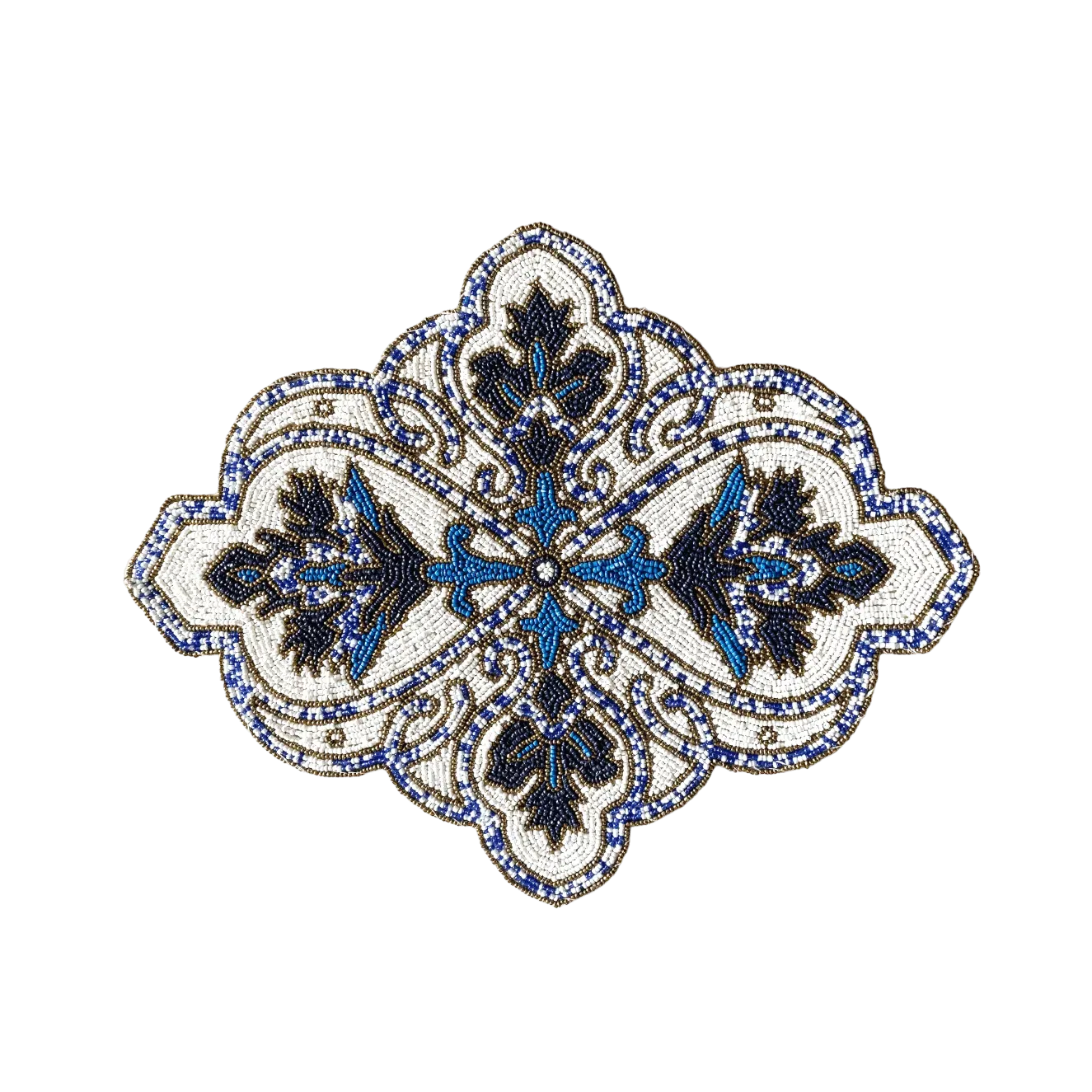 Priscilla Beaded Placemat - Blue/White