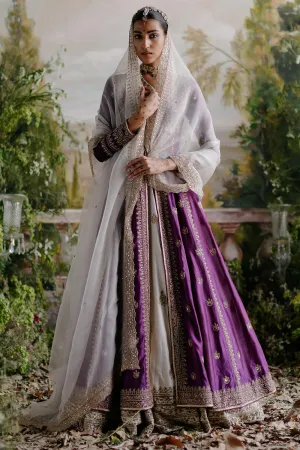 Purple Jacket With Ivory Lehenga