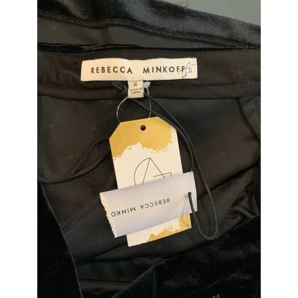 Rebecca Minkoff &quot;Betsy&quot; Black Velvet Mini Skirt w/ Jewels, Size 6, NWT!