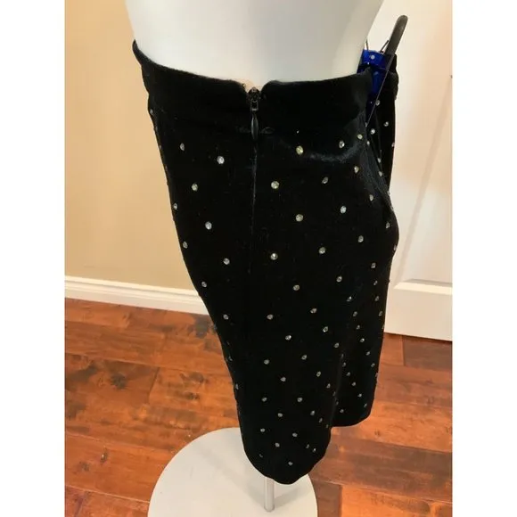 Rebecca Minkoff &quot;Betsy&quot; Black Velvet Mini Skirt w/ Jewels, Size 6, NWT!